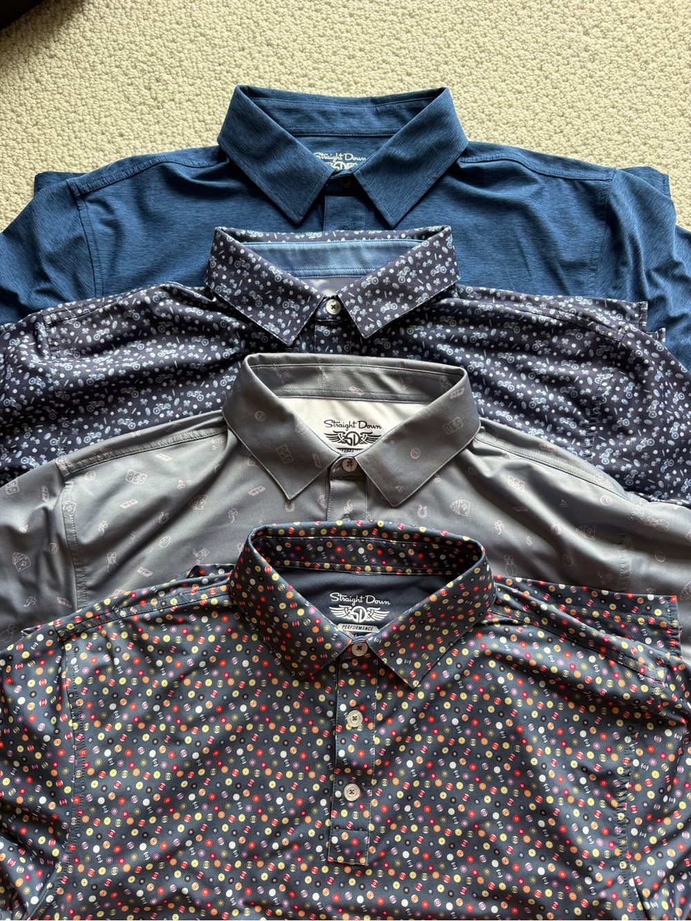 Men’s Straight Down performance golf polos - LOT of 4 - size Large